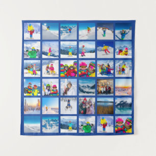 36 Foto Raster Collage Donkerblauw Wandkleed