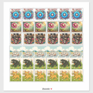 36 Gevarieerde stickers steampunk en dieren