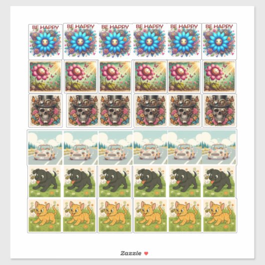 36 Gevarieerde stickers steampunk en dieren (Vel)