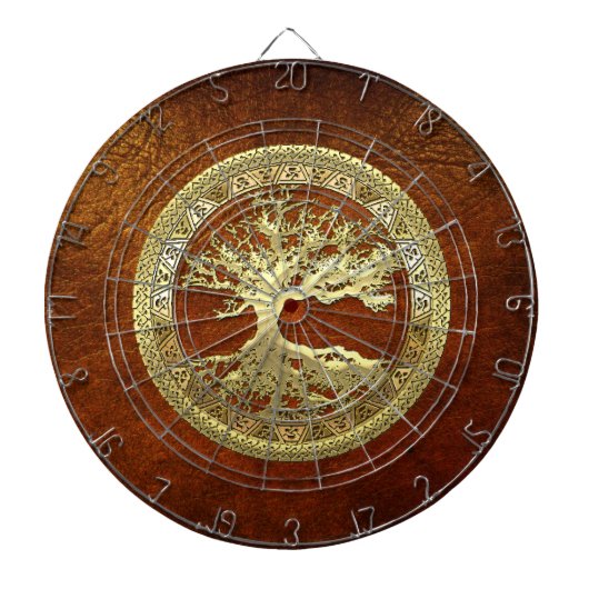 [36] Golden Celtic Tree of Life Dartbord (Voorkant)