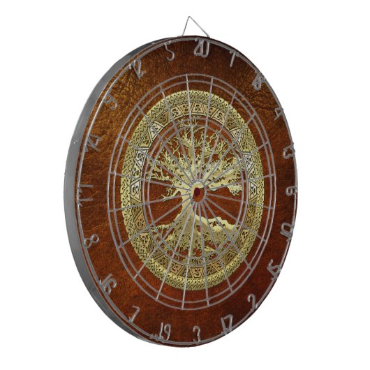 [36] Golden Celtic Tree of Life Dartbord (Voorkant Links)