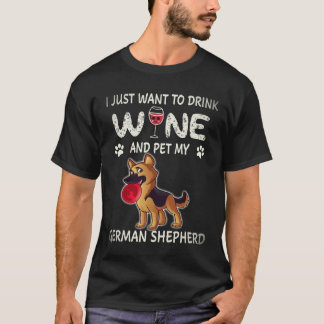 36 Ik wil gewoon wijn drinken en mijn Duitse herde T-shirt