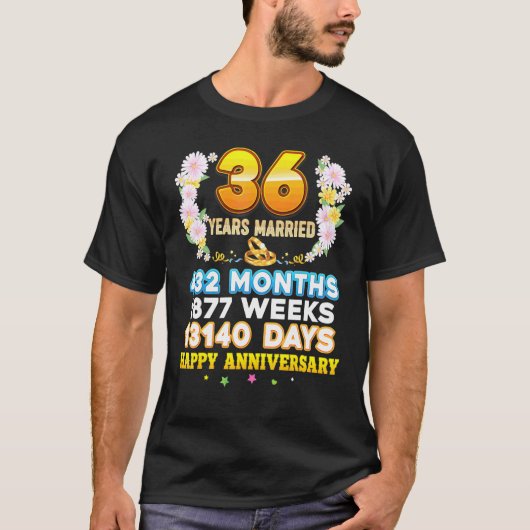 36 jaar gehuwd Happy 36th Wedding Jubileum Cou T-shirt (Voorkant)