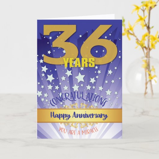 36 jaar herstel Jubileum vet cijfer Kaart (Gele Bloem)