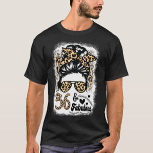 36 jaar oud Fabulous Messy Bun Afro Leopard 36th T-shirt