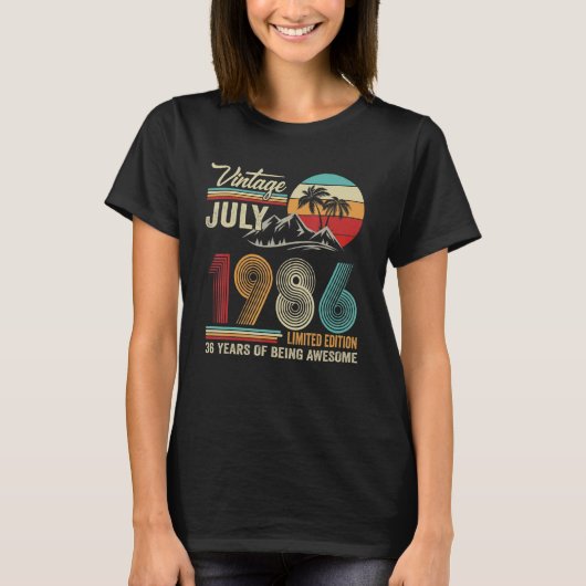 36 Jaar Oud Juli 1986 36e B Dag T-shirt (Voorkant)