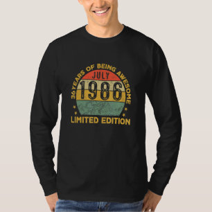 36 jaar oud juli 1986 36e verjaardag t-shirt