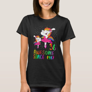 36 jaar oude vogeldag Unicorn Ballet Geweldige sin T-shirt