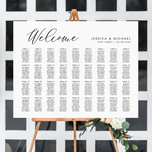 36 Tafels Groot Welkom Zitplaats Chart Plan Poster