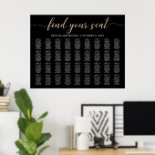 36 Tafels Vind Je Plaats Zwarte Zitplaatsindeling Poster (Thuiskantoor)