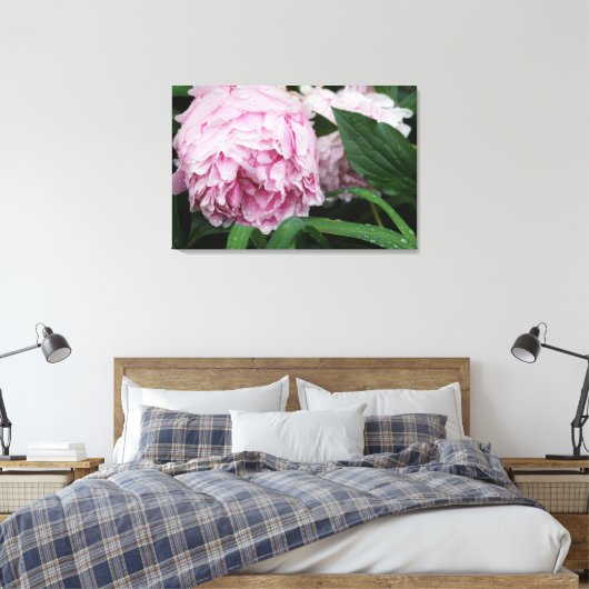36 "x24" roze pioen canvas afdruk (Insitu (Slaapkamer))