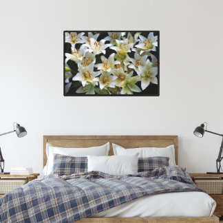 36"x24" Witte Lelies Opgespannen Canvasprint Canvas Afdruk