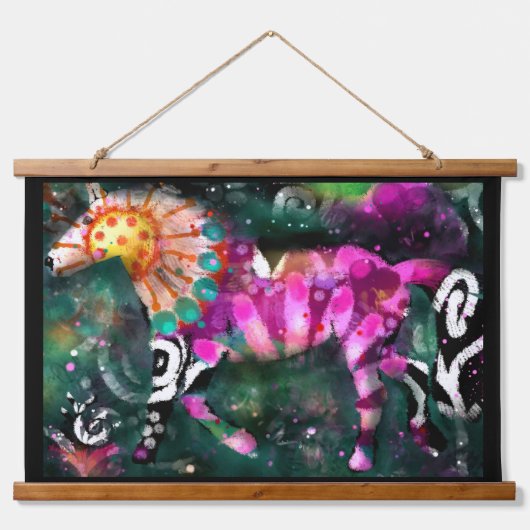 36 "x26" Set van twee wandtapijten Abstract Paarde Hangend Wandkleed (Voorkant)