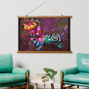 36 "x26" Wandtapijt grillige Dachshund Hond Hangend Wandkleed