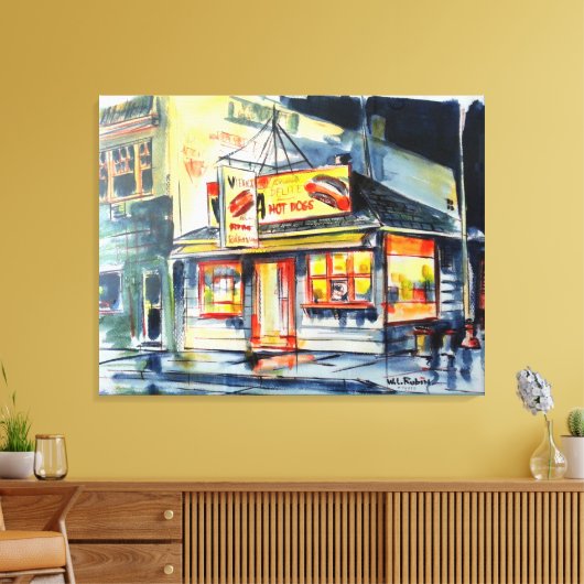 36 "x28" op Canvas Rode Hete Ranch Waterverf Print (Insitu (Woonkamer))