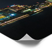 36 x 12 inch, Boston Skyline bij nacht Poster (Hoek)