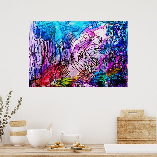 36"x 24"KLEURRIJK ABSTRACT ART-2 MATTE KUNST POSTE Poster (Keuken)