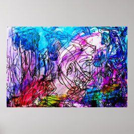 36"x 24"KLEURRIJK ABSTRACT ART-2 MATTE KUNST POSTE Poster