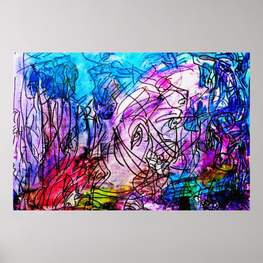 36"x 24"KLEURRIJK ABSTRACT ART-2 MATTE KUNST POSTE Poster (Voorkant)