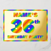 36e Birthday Party — Fun, regenboogspectrum "36" Folie Uitnodiging (Voorkant)