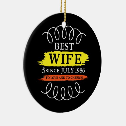 36e bruiloft Jubileum Beste vrouw sinds juli Keramisch Ornament (Rechts)