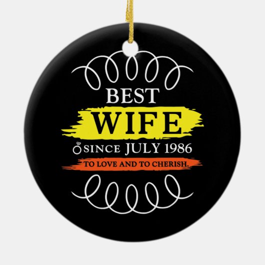 36e bruiloft Jubileum Beste vrouw sinds juli Keramisch Ornament (Achterkant)