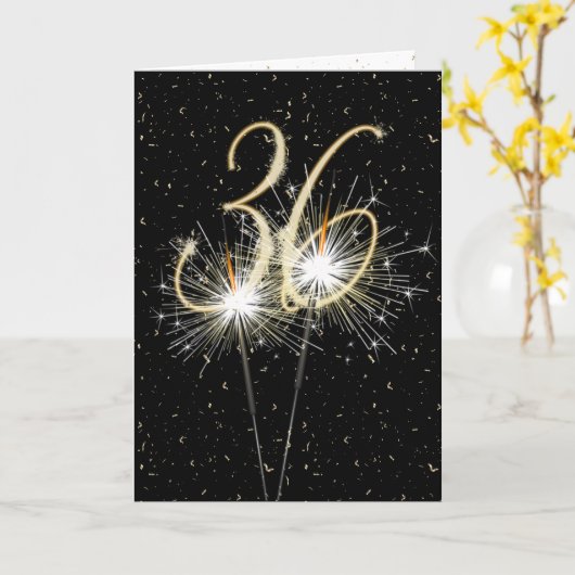 36e bruiloft sparklers kaart (Gele Bloem)