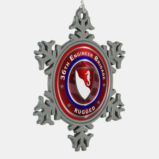 36e ENGELSE BRIGADE Tin Sneeuwvlok Ornament (Links)