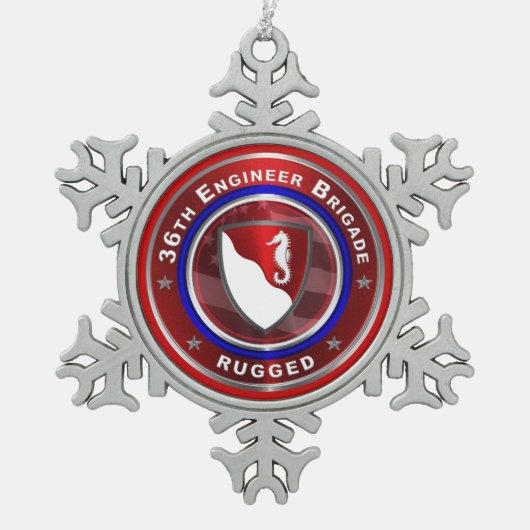 36e ENGELSE BRIGADE Tin Sneeuwvlok Ornament (Voorkant)