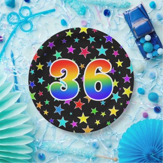 36e Evenement: Vet, Leuk, Kleurrijke Regenboog 36 Papieren Bordje (Feest)