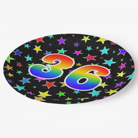 36e Evenement: Vet, Leuk, Kleurrijke Regenboog 36 Papieren Bordje (Gekanteld)