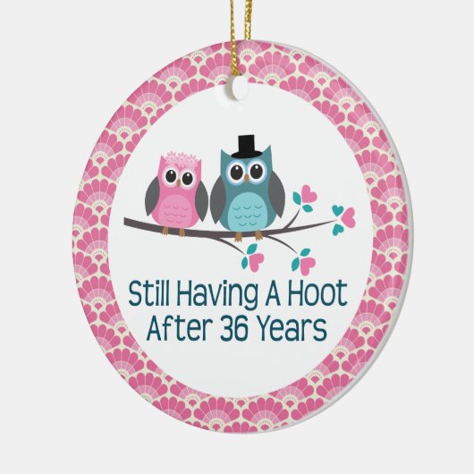 36e Jubileum Owl Wedding Jubilea Gift Keramisch Ornament (Links)