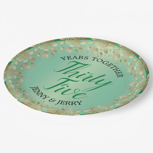 36e Jubileum papier met Jade Bord (Gekanteld)