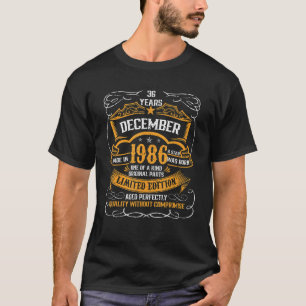 36e verjaardag 36 jaar oude Vintage december 1986 T-shirt