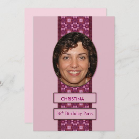 36e verjaardag Afbeelding en naam van de uitnodigi Kaart (Voorkant / Achterkant)
