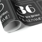 36e verjaardag - Art Deco geïnspireerde look "36", Cadeaupapier (Rol Hoek)