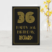 36e verjaardag: Art Deco Geïnspireerde look "36" e Kaart (Gele Bloem)
