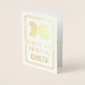 36e verjaardag - Art Deco geïnspireerde look "36"  Folie Kaarten (Voorkant)