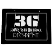 36e verjaardag ~ Art Deco geïnspireerde look "36" Groot Cadeauzakje (Voorkant)