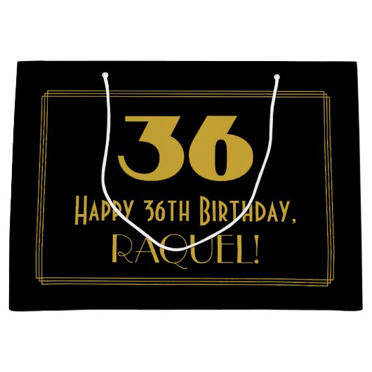 36e verjaardag — Art Deco geïnspireerde look "36"  Groot Cadeauzakje (Voorkant)