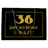 36e verjaardag — Art Deco geïnspireerde look "36"  Groot Cadeauzakje (Achterkant)