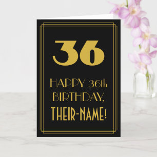 36e verjaardag - Art Deco geïnspireerde look "36"  Kaart