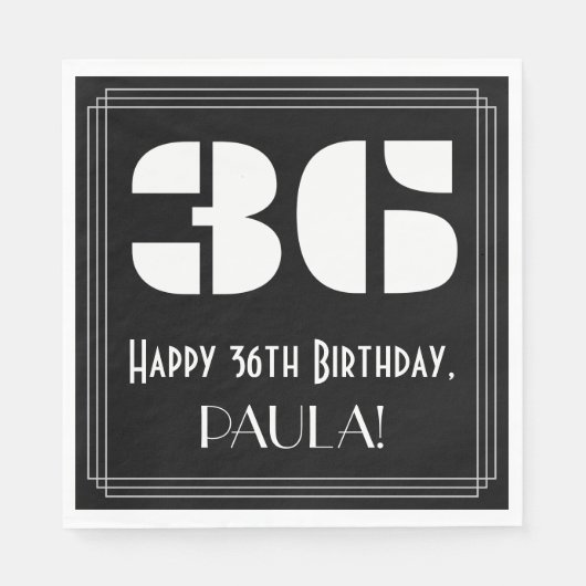 36e verjaardag: Art Deco geïnspireerde look "36" + Servet (Voorkant)