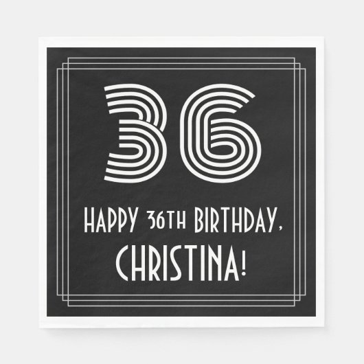 36e verjaardag: Art Deco geïnspireerde look "36" + Servet (Voorkant)