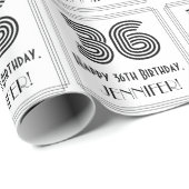 36e verjaardag: Art Deco geïnspireerde stijl "36"  Cadeaupapier (Rol Hoek)