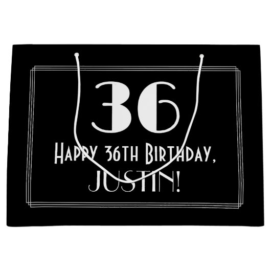 36e verjaardag: Art Deco geïnspireerde stijl "36", Groot Cadeauzakje (Voorkant)