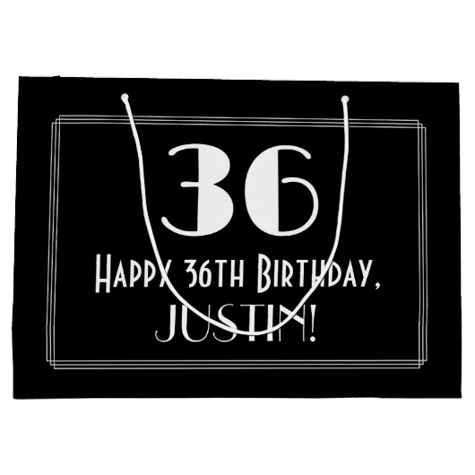 36e verjaardag: Art Deco geïnspireerde stijl "36", Groot Cadeauzakje (Achterkant)