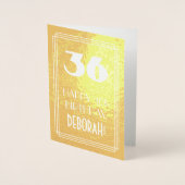 36e verjaardag ~ Art Deco stijl "36" & aangepaste  Folie Kaarten (Voorkant)