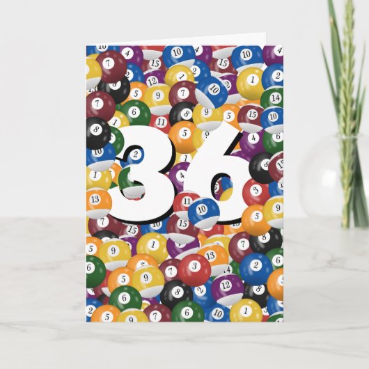 36e verjaardag biljartballen kaart (Voorkant)