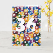 36e verjaardag biljartballen kaart (Gele Bloem)